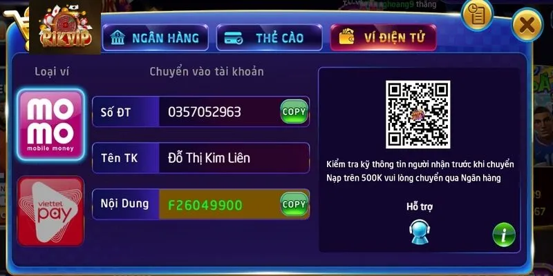 Nạp tiền Rikvip Lưu ý tránh phát sinh rủi ro khi nạp tiền Rikvip