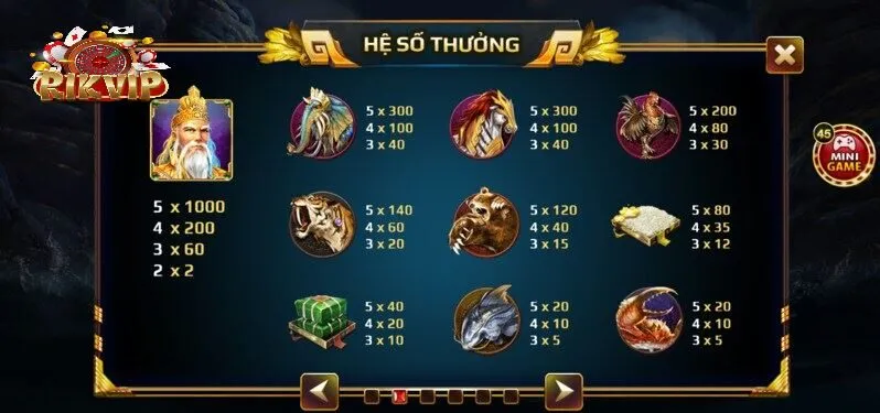Chơi Sơn Tinh Thủy Tinh Trên Rikvip Siêu Dễ Ăn Tiền Mức đổi thưởng trong game Sơn Tinh Thủy Tinh vô cùng hấp dẫn